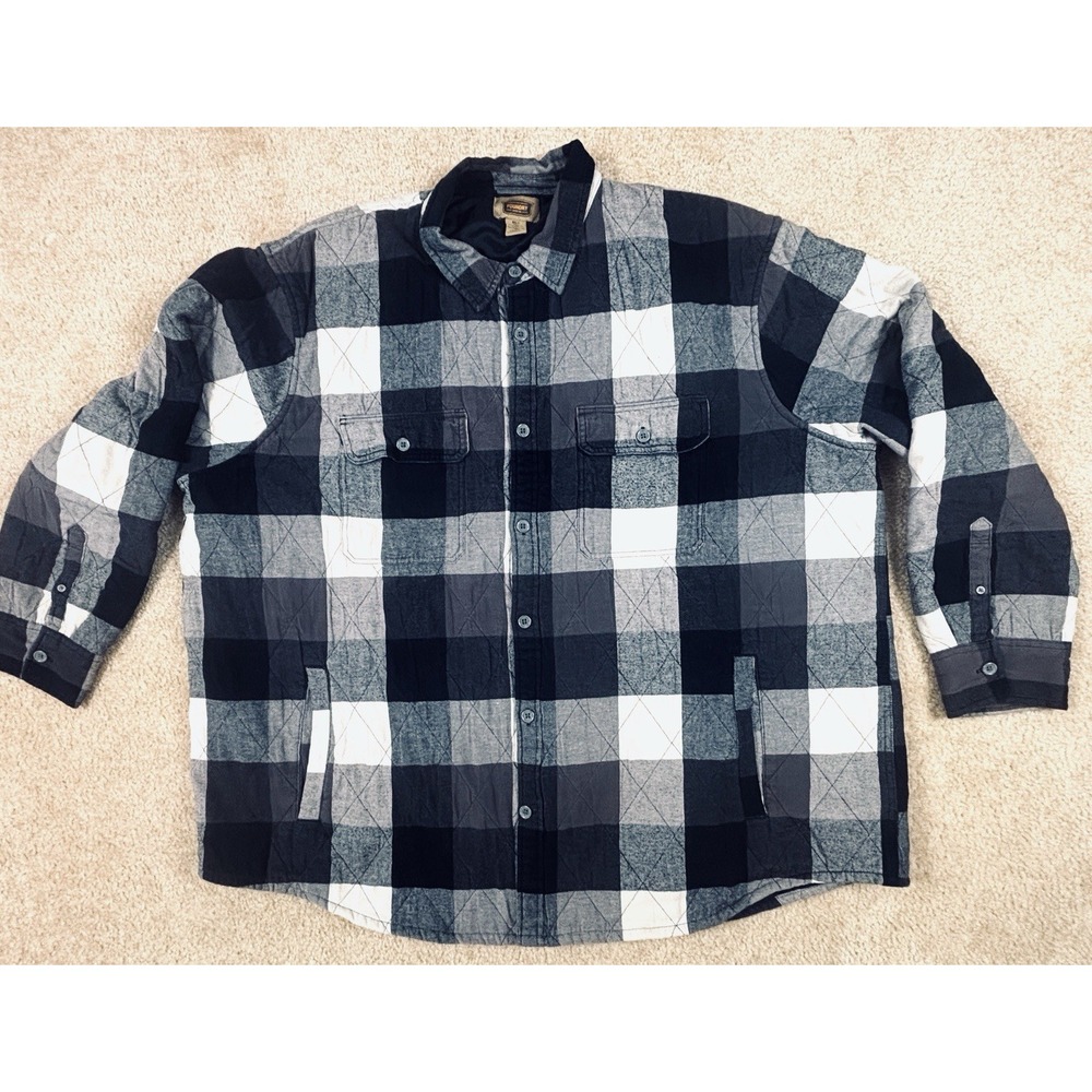 Freedom Foundry Flannel Shirt Mens 4XL Tall Black Plaid Quilted Shacket Jacket